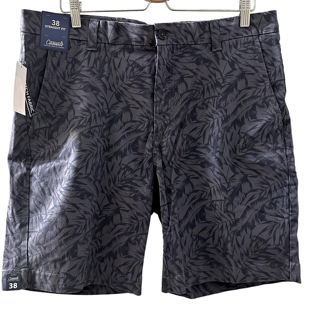 Casuals Roundtree & Yorke Stretch Fabric Tropical Palm Print Shorts Size 38 NWT